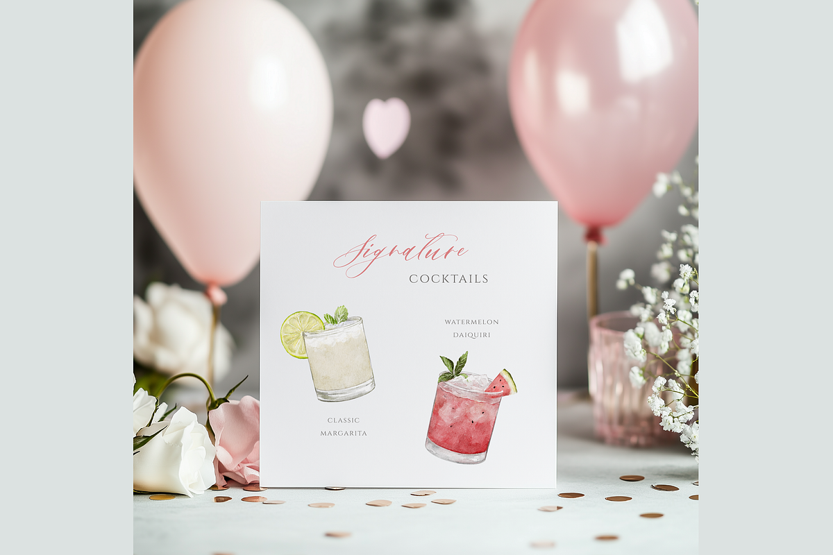 Watercolor Style Cocktails Set, a Food Illustration by White Letters (Photo 2 of 6)