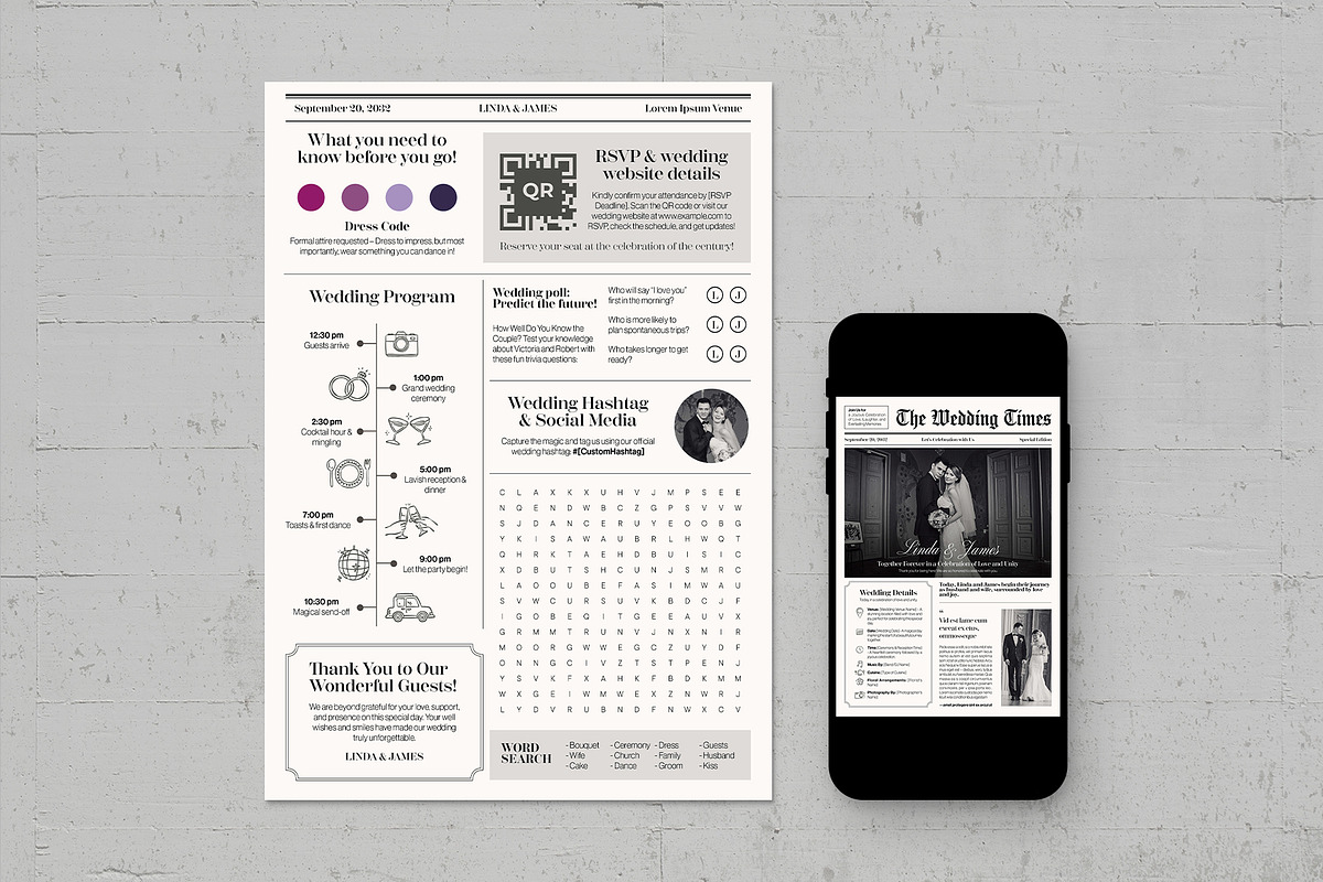 Wedding Newspaper Flyer Template, a Flyer Template by BrandPacks (Photo 2 of 5)