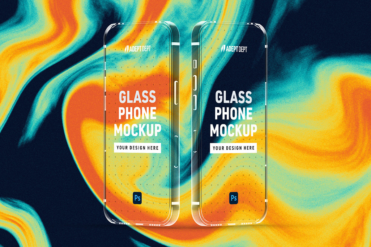 Glass Phone Mockup Set for Photoshop, a Device Mockup by AdeptDept (Photo 7 of 9)