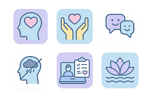 Mental wellness symbols representing, an Object Illustration by ZinetroN