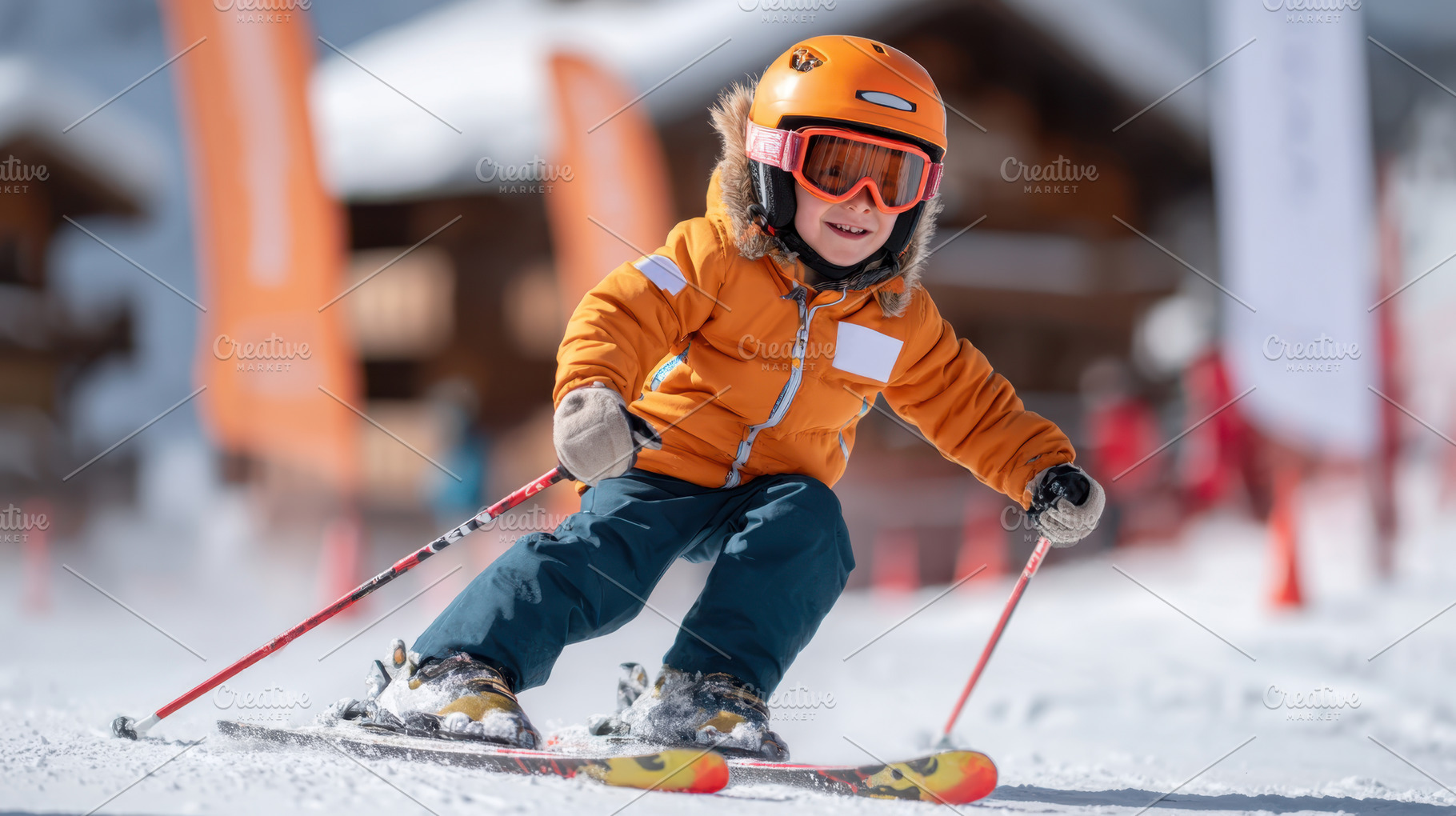 Young child skiing on snowy slope, a Sports & Recreation Photo by AlyaAnd