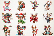Quirky Christmas Reindeer Clip Art, an Illustration by RobertsArt (Thumbnail 7 of 7)