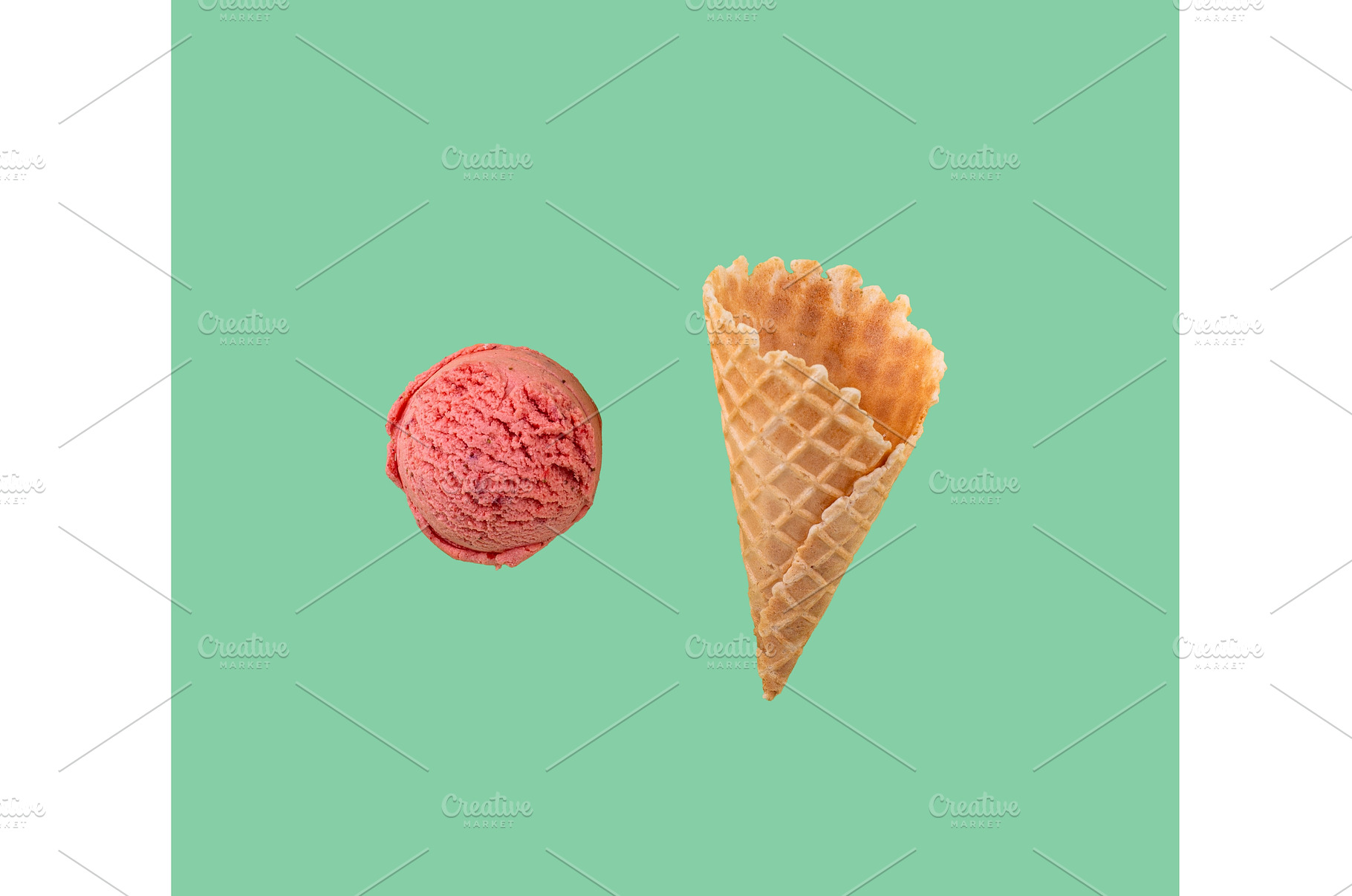 Ice cream ball isolated on color, a Food & Drink Photo by Yulia Furman