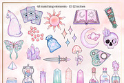 Pastel Witch clipart collection, an Illustration by Gaynor Carradice Designs (Thumbnail 3 of 4)