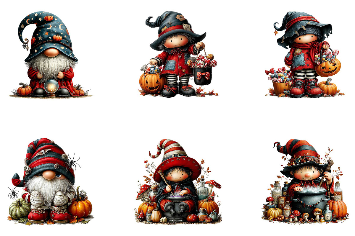 Halloween Gnome Clipart Bundle PNG, a Seasonal Illustration by CreationArt (Photo 5 of 5)