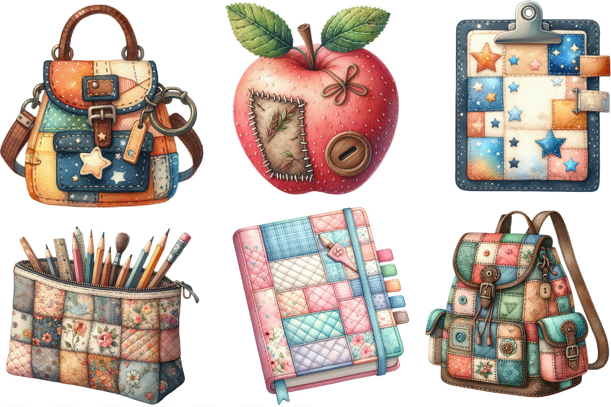 Patchwork Back to School Sublimation, an Illustration by Designking (Photo 3 of 4)