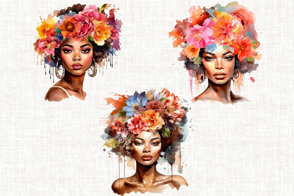 Watercolor Floral Girl Cliparts, a Person Illustration by Mash Mash Stickers (Photo 5 of 9)