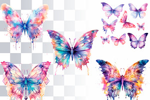 Fantasy Butterflies Watercolor PNG