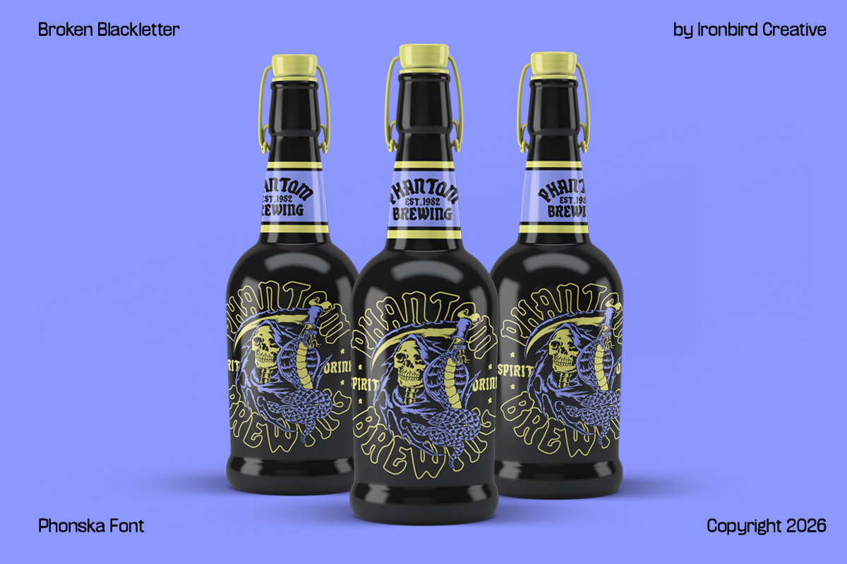 Phonska Font Pack & Extras!, a Blackletter Font by IronbirdCreative (Photo 3 of 8)