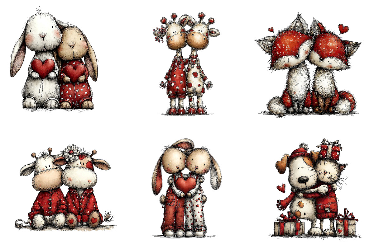 Whimsical Valentine Animal Couples, an Illustration by CreationArt (Photo 2 of 6)