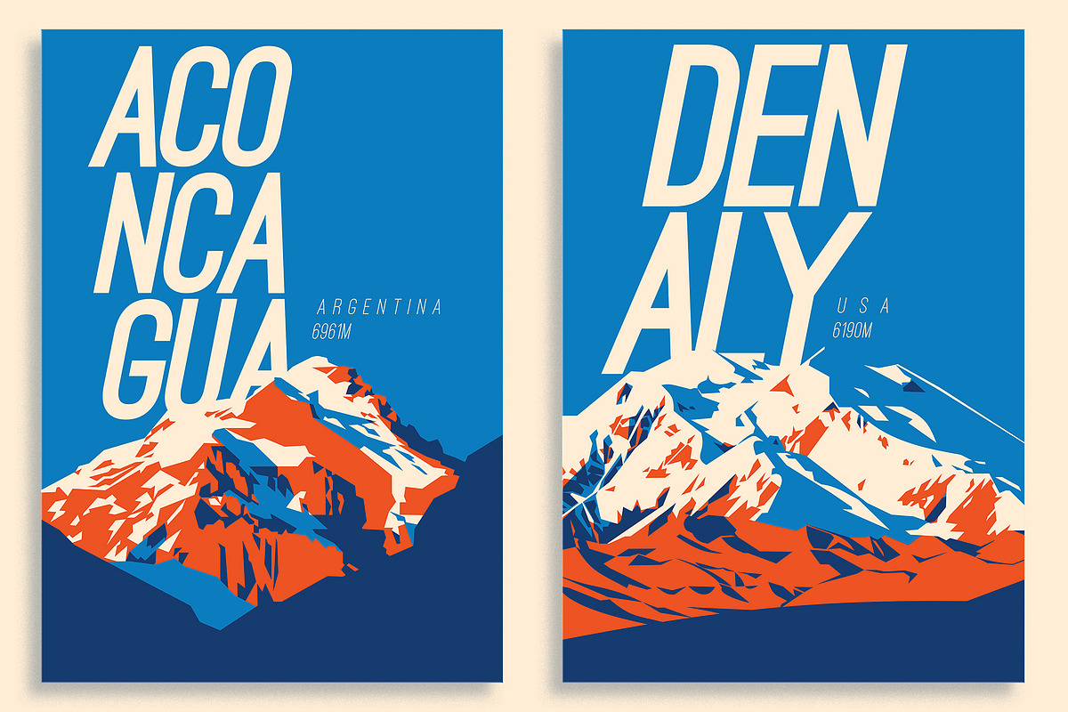 12 Higest Mountains Posters, an Illustration by Alexander Baidin (Photo 4 of 10)