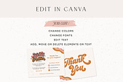 Retro Editable Thank You Card Canva, a Business Card Template by Summit Avenue (Thumbnail 2 of 7)