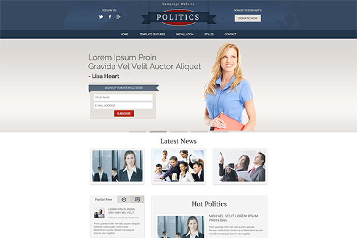 Hot Politics, a Websites & App Template by hot-themes (Photo 2 of 4)