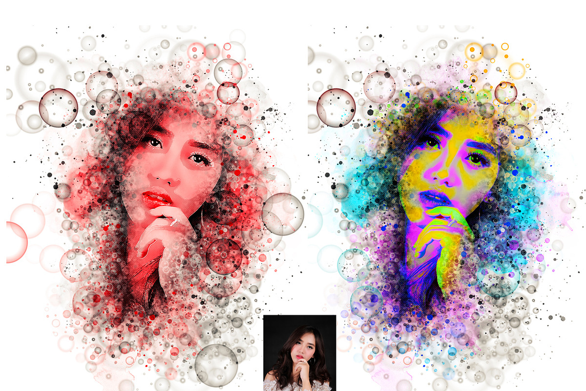 Bubble Watercolor Photoshop Action, a Brushes & More by Studio Retouch (Photo 7 of 14)