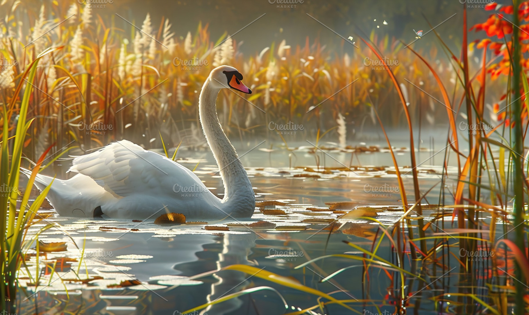 majesty of a magnificent white swan, a Background Photo by Maylianaw28
