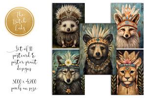 Boho Prairie Animal Postcards