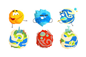 Fantastic Planets with Alien Life, an Illustration by TopVectors