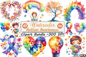 Watercolor Autism Awareness PNG, an Illustration by DreamCafeArt
