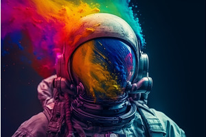 Colorful Cosmonaut. Generate Ai