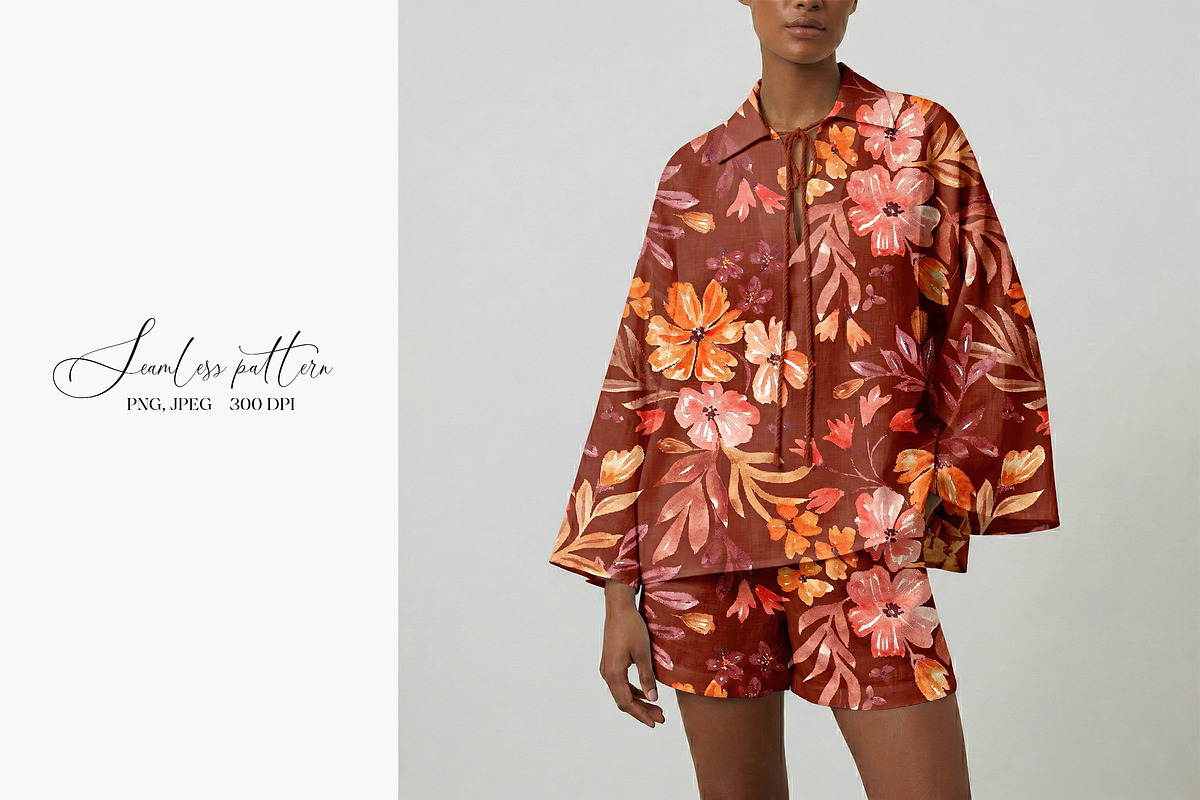 Fall floral seamless pattern, a Pattern Graphic by SirenaArt (Photo 14 of 19)