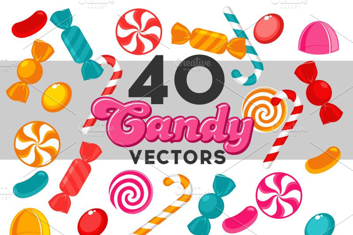 40 Candy Vector Set, an Object Graphic by gabicotza