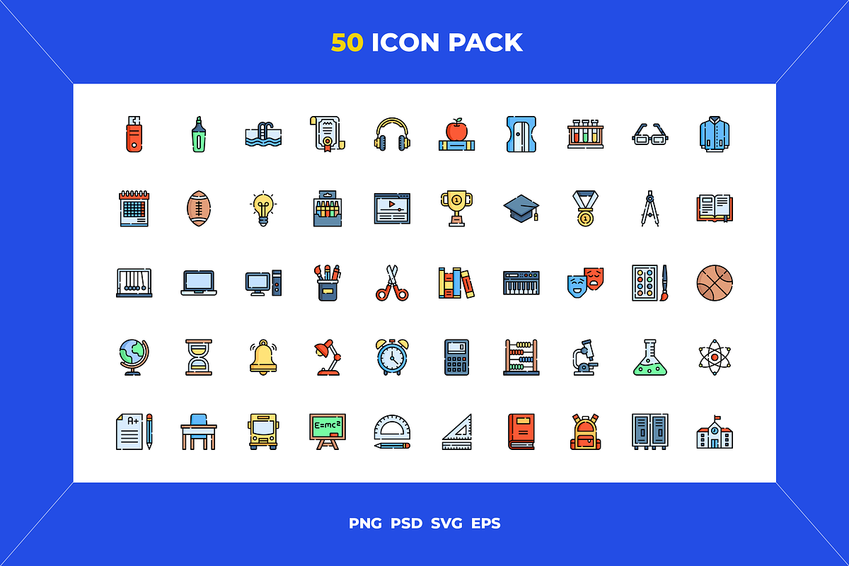 50 Highschool icons, an Outline Icon by Wencory (Photo 1 of 2)