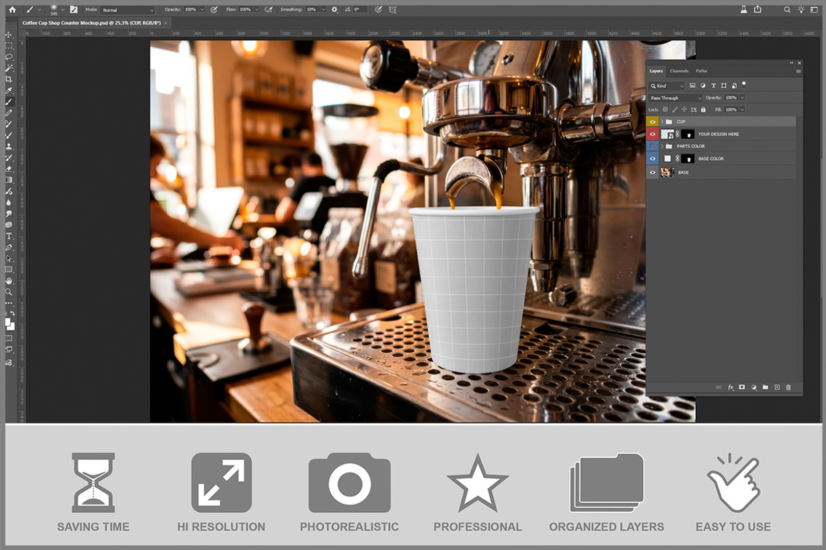 Coffee Cup Shop Counter PSD, a Cups & Container Mockup by Bruno's Shop (Photo 2 of 3)