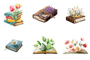Watercolor Floral Books Clipart, an Illustration by DreamArtGraphic (Thumbnail 2 of 5)