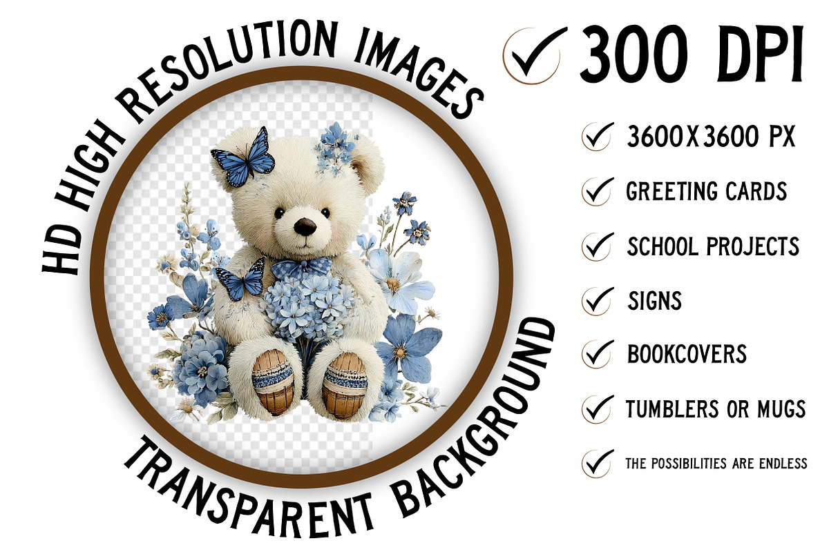 Whimsical Spring Teddy Bear Clipart, an Illustration by Craft Nest (Photo 2 of 10)