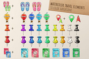 Watercolor Travel Clipart, an Object Graphic by Kitiri Space (Thumbnail 3 of 5)