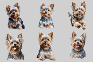 Watercolor Yorkshire Terrier Dog