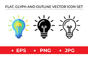 Creative Idea Lightbulb Vector Icons, an Outline Icon by Artonix (Thumbnail 1 of 2)