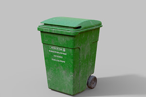 Green Parisian trash bin, an Object 3D Model by happy brush