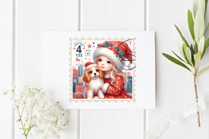 Christmas Girl Postage Stamps