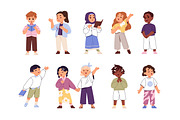 Happy kids singing songs set, a Person Illustration by PaperTrident (Thumbnail 1 of 11)