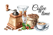 Coffee time. Watercolor collection, a Food Illustration by Daria Ustiugova (Thumbnail 1 of 6)