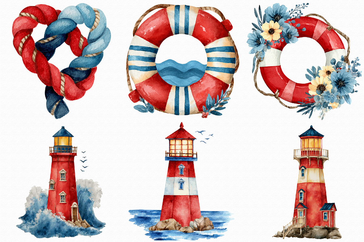 Watercolor Coastal Clipart, an Illustration by Libby Wishes (Photo 3 of 7)