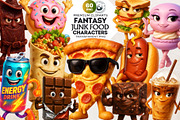 Funny Junk Food Character Cliparts, a Food Illustration by ThatsDesignArt (Thumbnail 1 of 11)