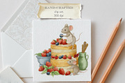 Mice and Birthday Cake Clipart&Card, an Illustration by AlenaVlasko stock Market (Thumbnail 2 of 5)