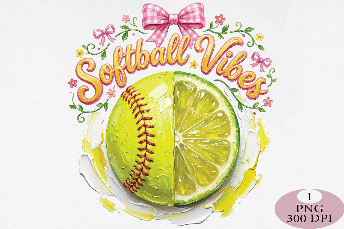 Softball Vibes PNG, an Illustration by Daily.Designs (Photo 1 of 5)