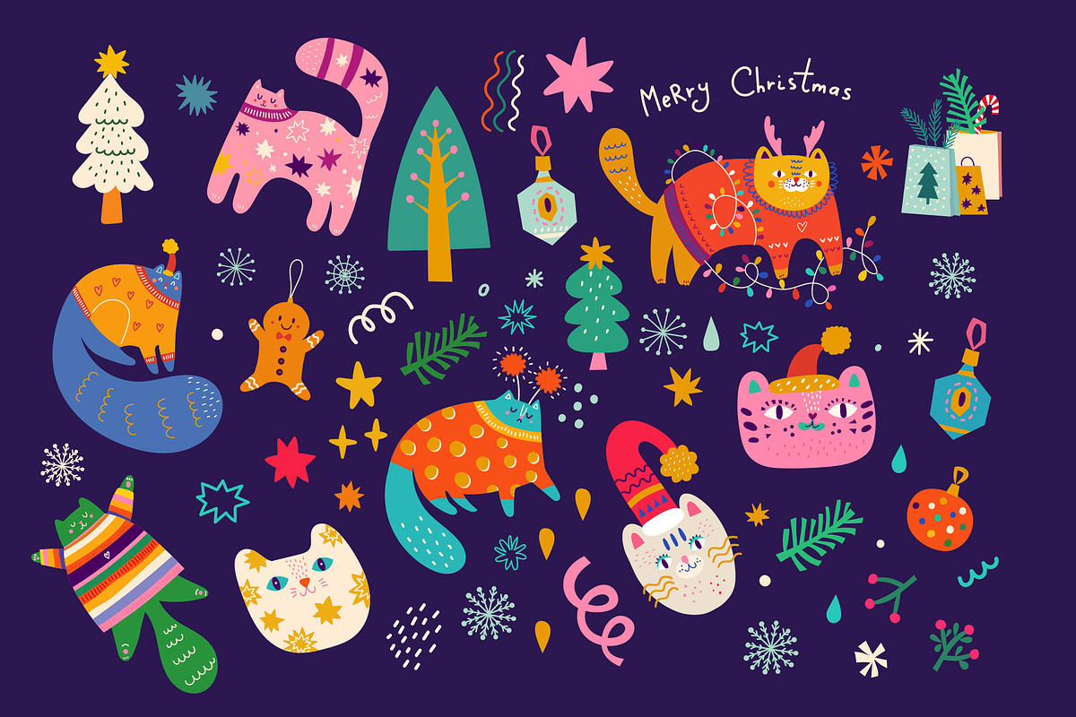 Christmas Cats, a Seasonal Illustration by MoleskoStudio (Photo 15 of 26)