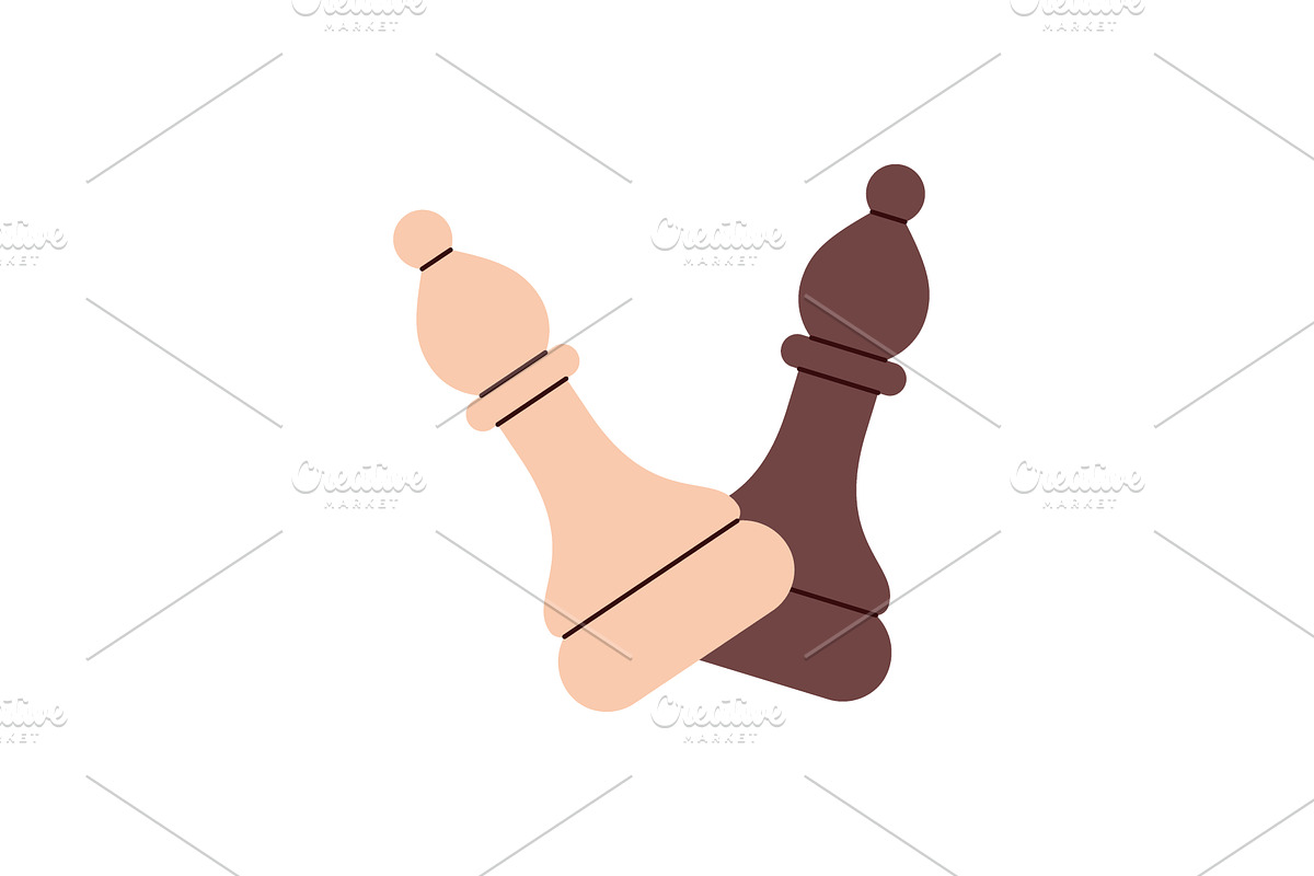 Minimalist flat design of two chess, an Illustration by GraphiShop