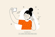 Happy Woman Selfie Peace Sign, a Person Illustration by Partikusi Design (Thumbnail 2 of 3)