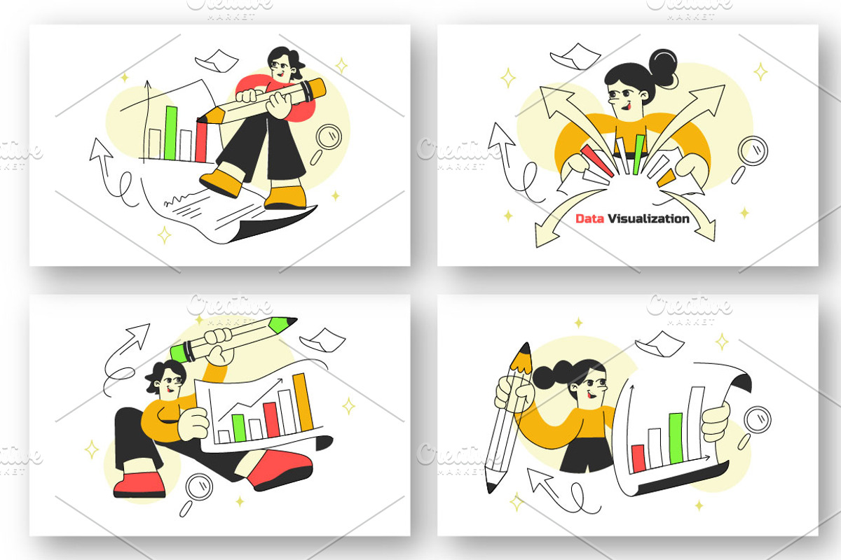 6 Data Visualization Illustration, an Object Illustration by denayunebgt (Photo 2 of 3)