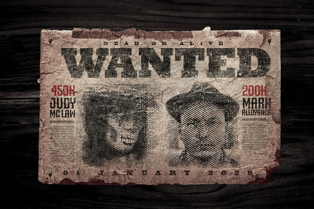 Old Wild West Wanted Poster Mock-ups, an Advertising Mockup by Giallo (Photo 17 of 30)