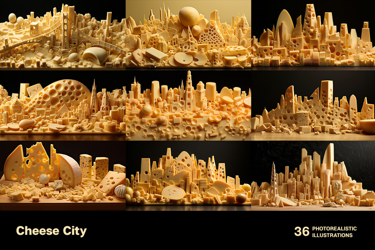 Cheese City. 36 images, a Food Illustration by Handmadefont (Photo 8 of 11)