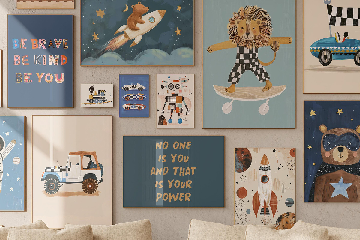 100 Retro Boys Room Wall Art Prints, a Graphic by Malunio (Photo 2 of 11)