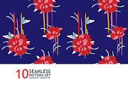 10 Japan Seamless floral pattern set, a Pattern Graphic by Anttoniu (Thumbnail 3 of 5)