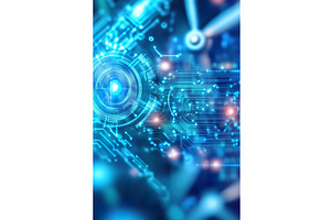 Futuristic blue circuitry with, a Technology Illustration by Lermont51