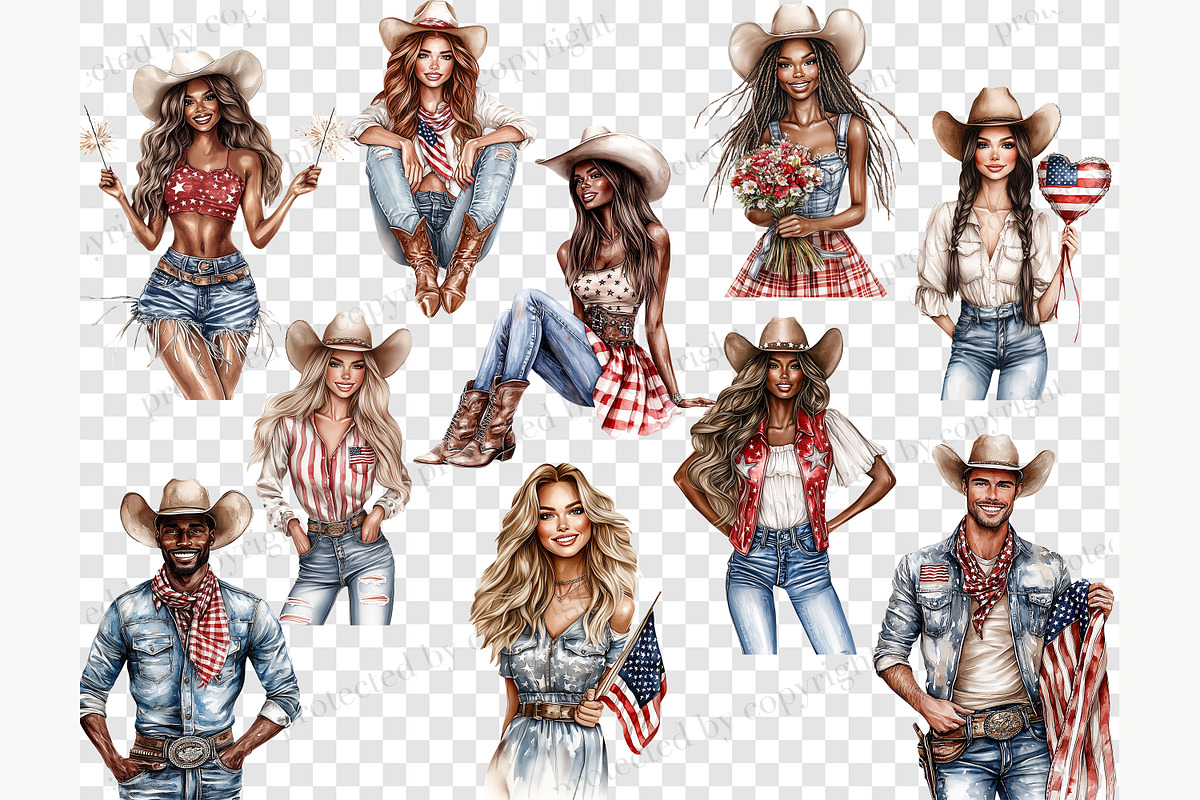Patriotic 4th of July Clipart, a Person Illustration by GlamArtZhanna (Photo 8 of 8)